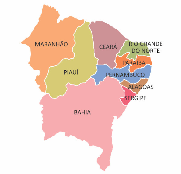 Mapa do Nordeste